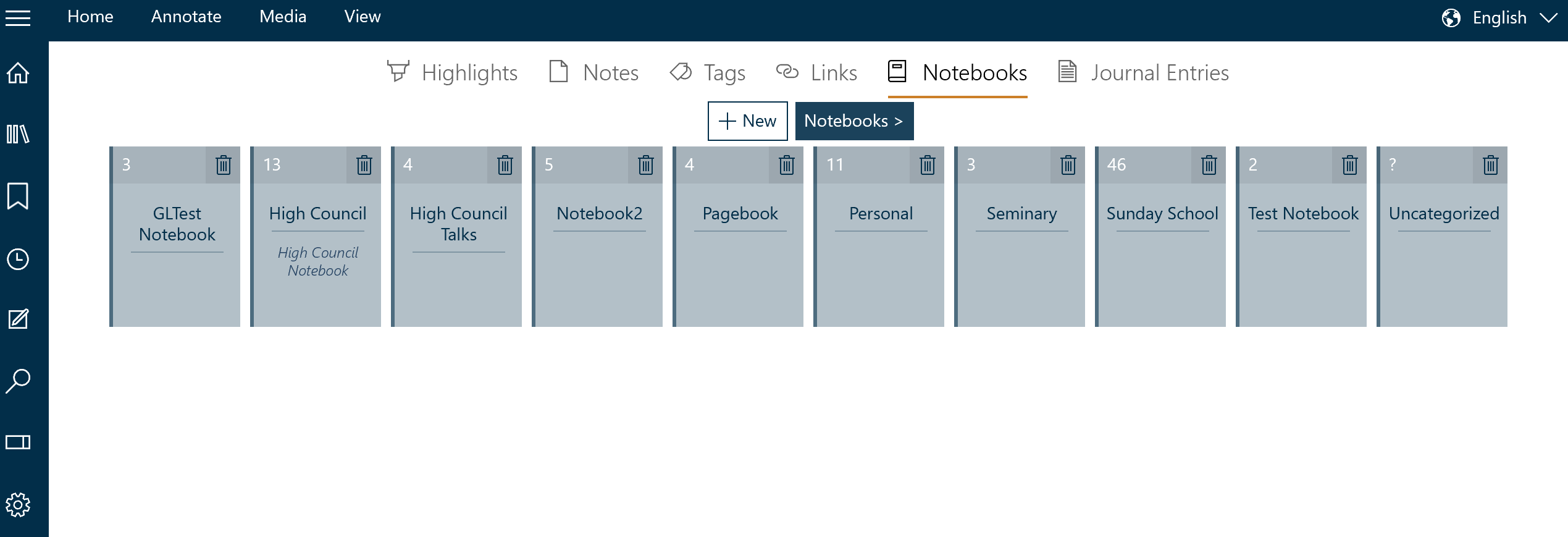 The Annotations pane notebook tab.