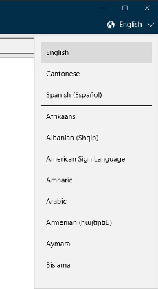 The content languages selector