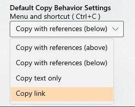 The default copy expanded.
