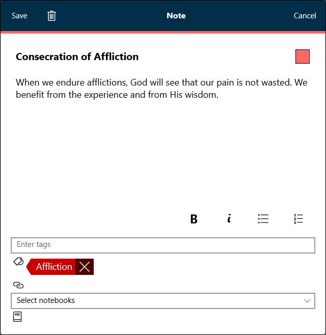The annotations editor with tags ready to be removed or added.