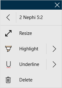 A list of editing options in the context menu.
