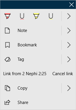 Adding a link with the context menu.