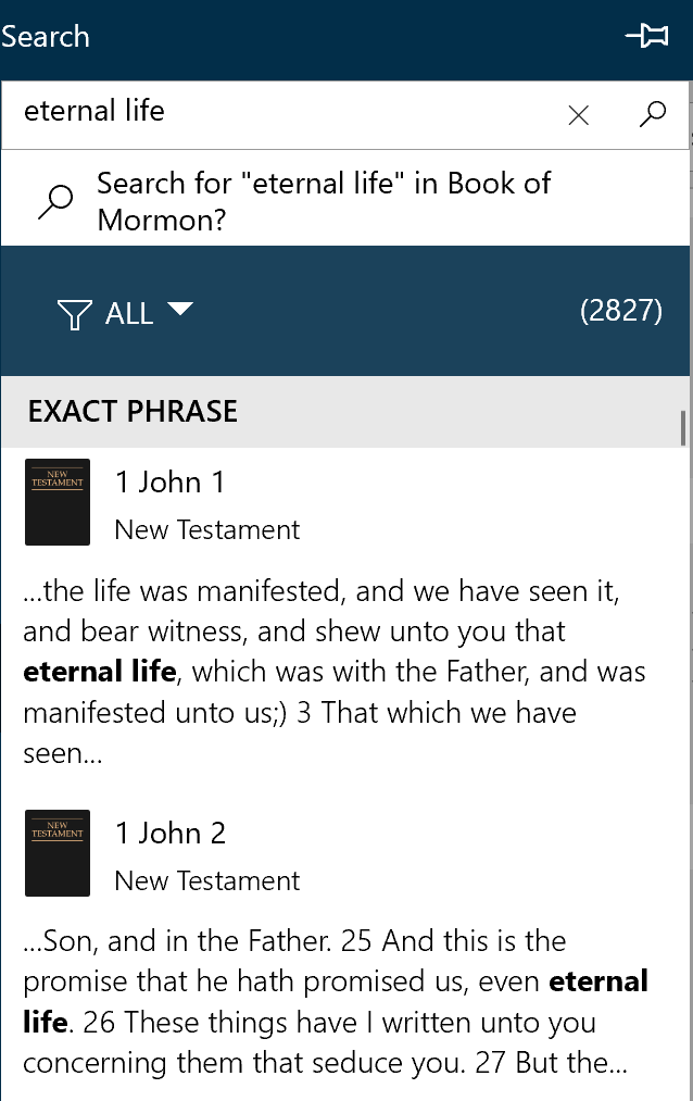 The search pane